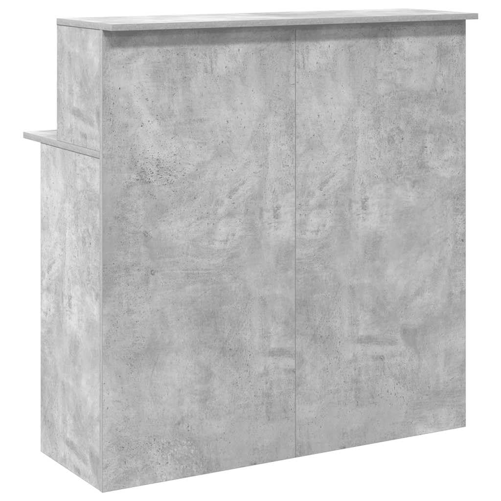 Bancone per ricevimento in legno grigio cemento, 100 x 50 x 103,5 cm, con ripiano, tavolo da lavoro per ufficio, segretario, laptop, ergonomico, salvaspazio, per home office e studio