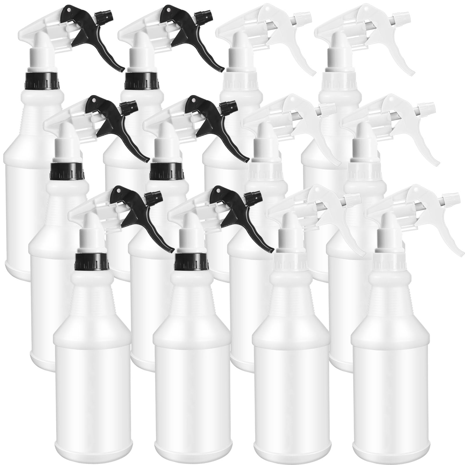 Vaporisateur en plastique vide Eccliy lot de 12 bouteilles rechargeables noir et blanc