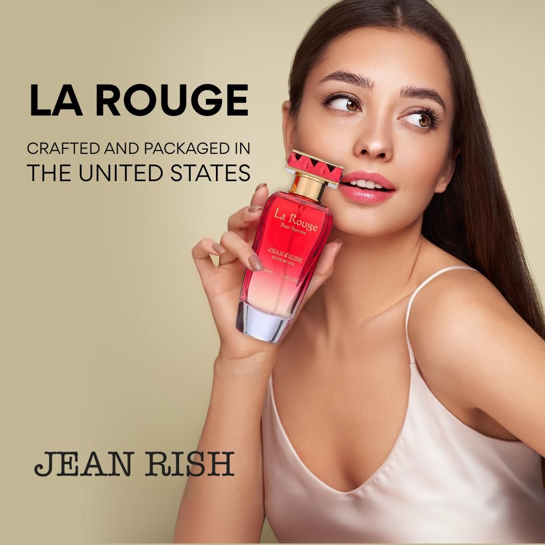 Jean Rish La Rouge Eau De Parfum - Perfume for Women (3.4 Fl Oz / 100ml) with Mango, Jasmine & Vanilla Notes - Long Lasting and Luxury Fragrance