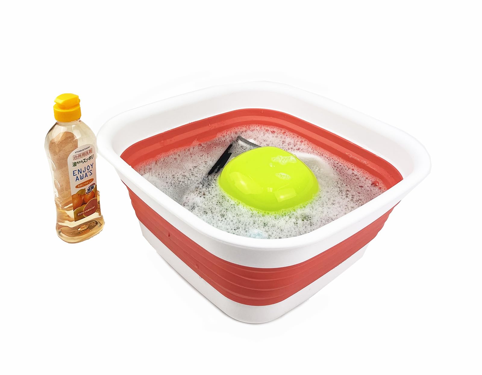 Sammart White/Coral Pink 8L Collapsible Tub - Foldable Dish Tub - Portable Washing Basin - Space Saving Plastic Washtub ()
