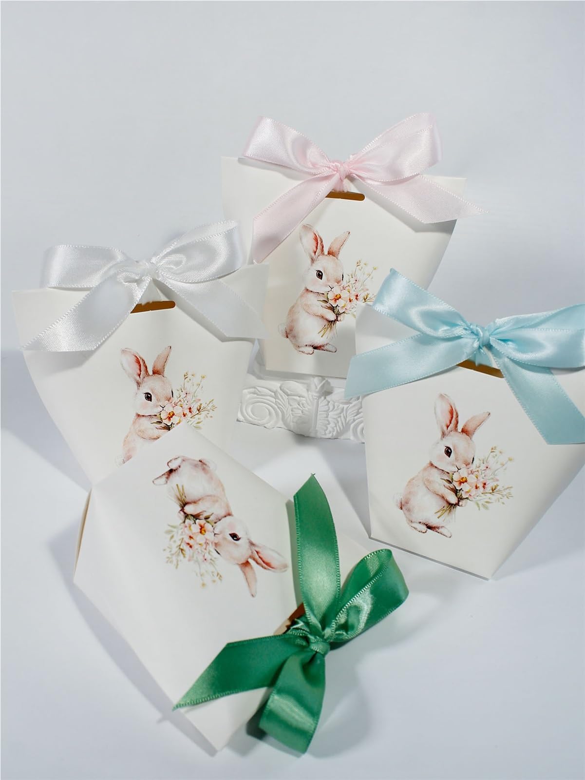 süßigkeit kasten Cute Rabbit Candy Box, Festival Party Birthday In Four Colors, Ribbon(White,50pcs)