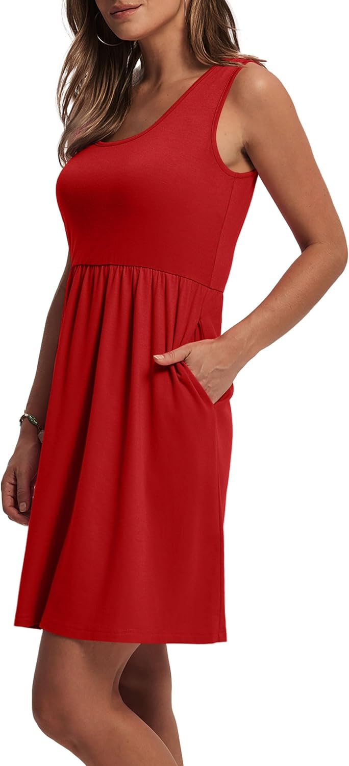 WIHOLL Women's Summer Dress 2026 A-Line Sleeveless Casual Sundress with Pockets Floral/Solid - Image 4