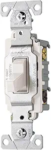 Eaton CS320W 20-Amp 120/277-volt Commercial Grade 3-Way Compact Toggle Switch with Side Wiring, White Finish