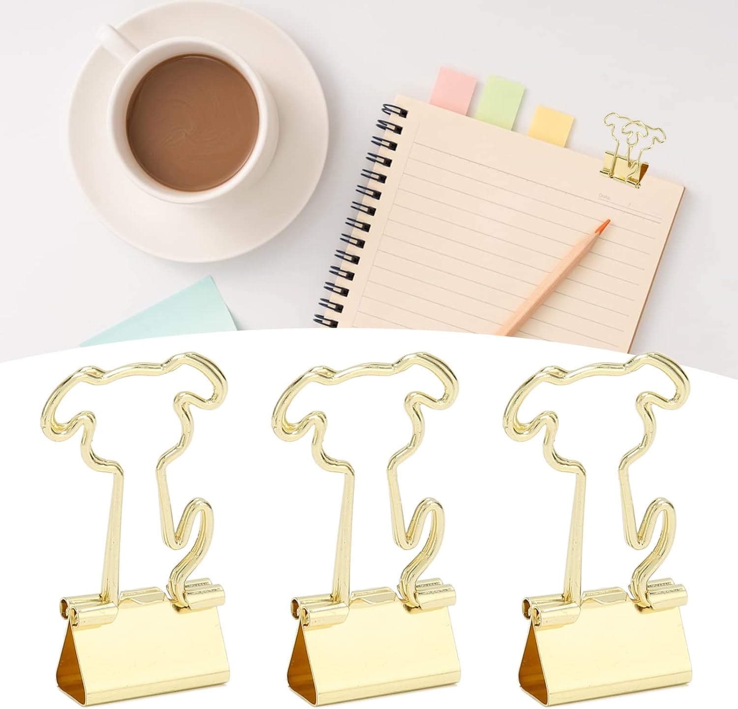 Fdit 100PCS Clips, Metal Cute Strong Dog Shape Clamping Force Fold Back Paper Clips for Office Home School Document