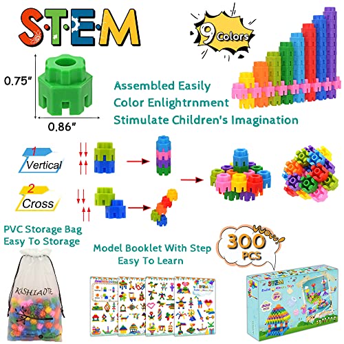Kids Toys Interlocking Learning Set, Stem Construction Set - Ages 3+ Stem Toys 300 Pcs - 9 Colors #TOP2