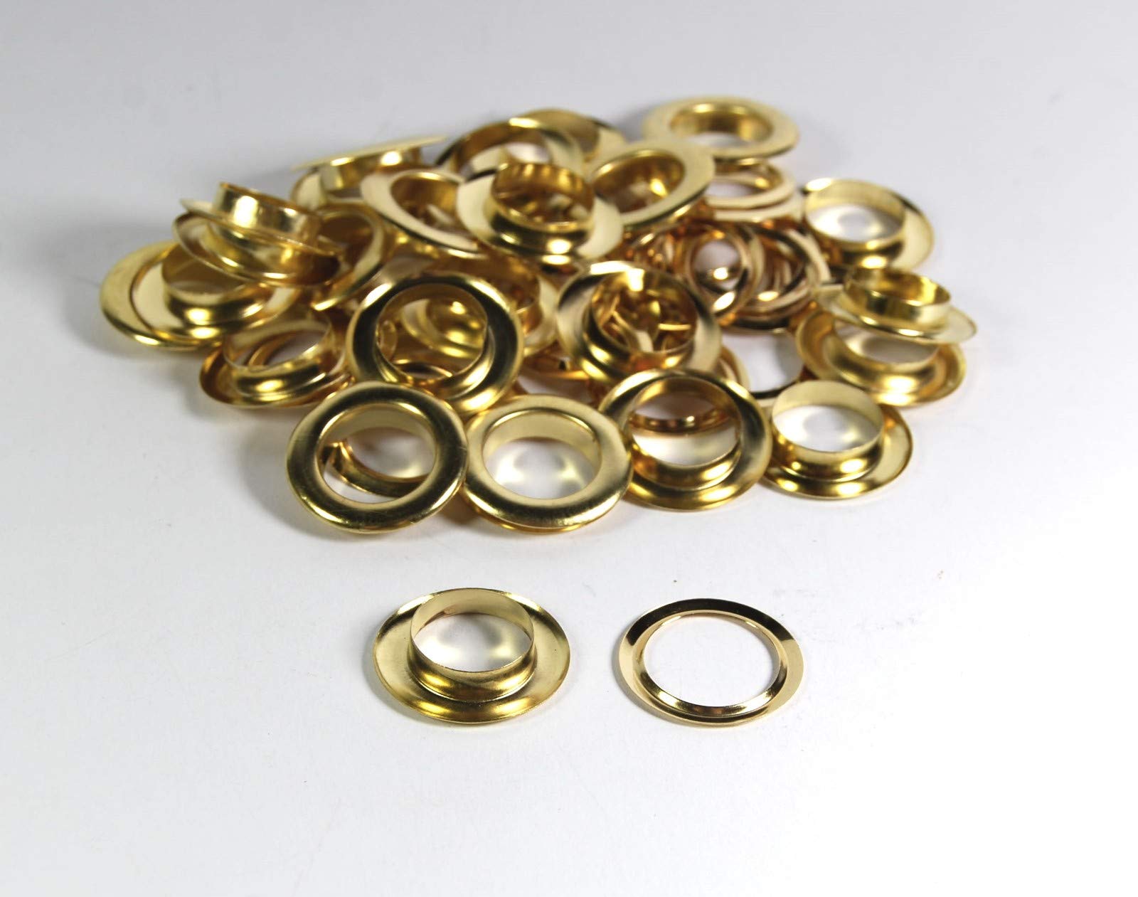 Celloexpress Gold 10Mm Brass Metal Eyelets Grommets & Washer Findings - For Leather Craft Clothing Flags Banners - Pack Of 50