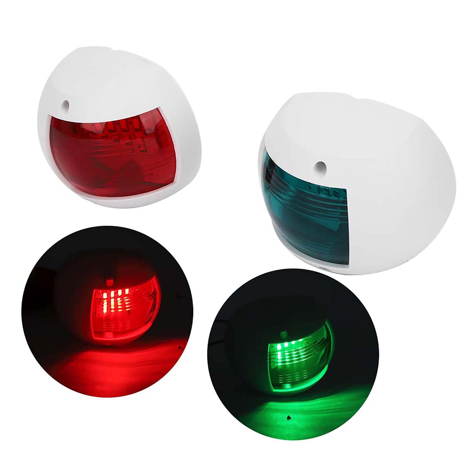 Yosoo Health Gear Luce Laterale per Barca, Luce di Segnalazione di Navigazione, Coppia di Luci di Segnalazione Luce di Navigazione per Barche Impermeabile a LED Verde Rosso Sferico DC12V-24V 3W