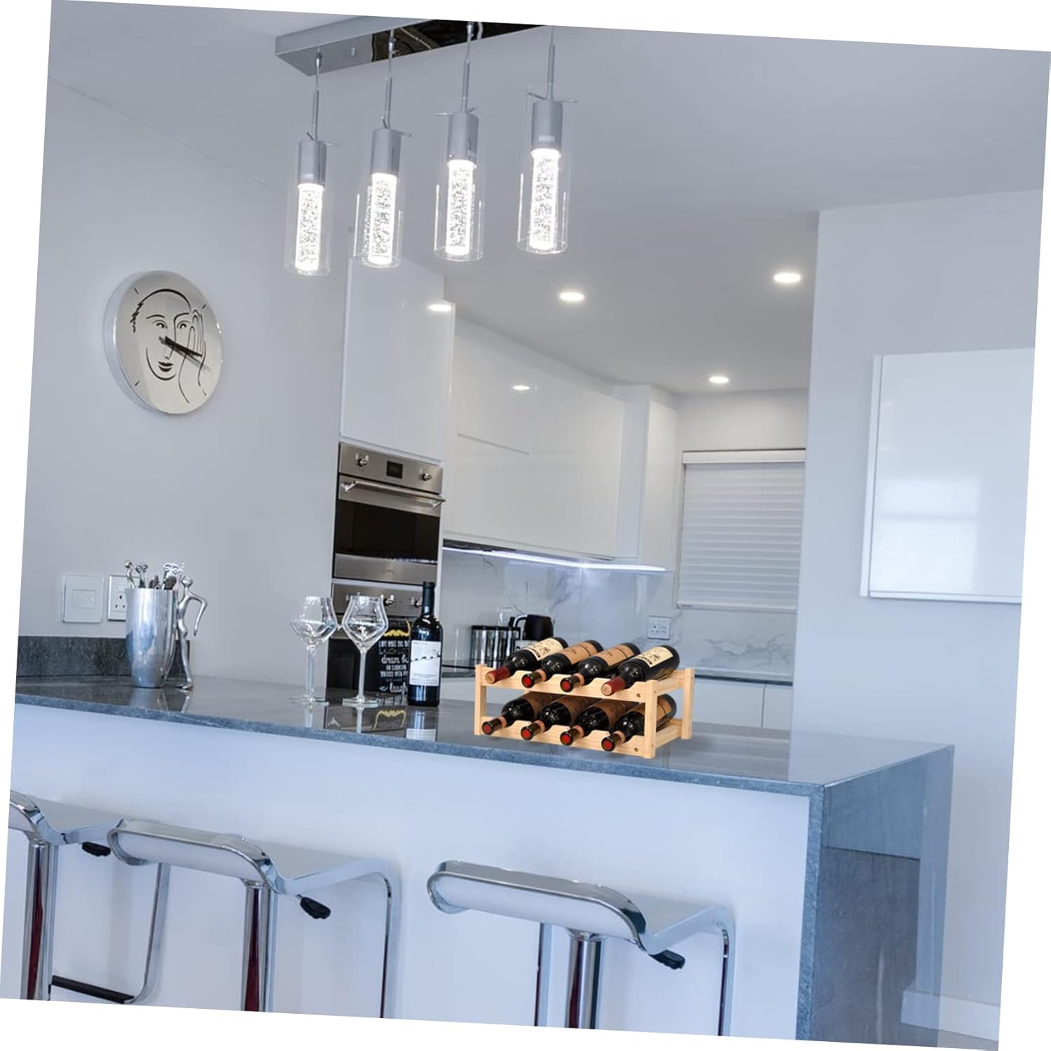 Wooden Wine Rack Stand Double Layer Wine Bottle Holder Elegant Display for Home Office Kitchen Bar and Dining Chic and Creative Storage