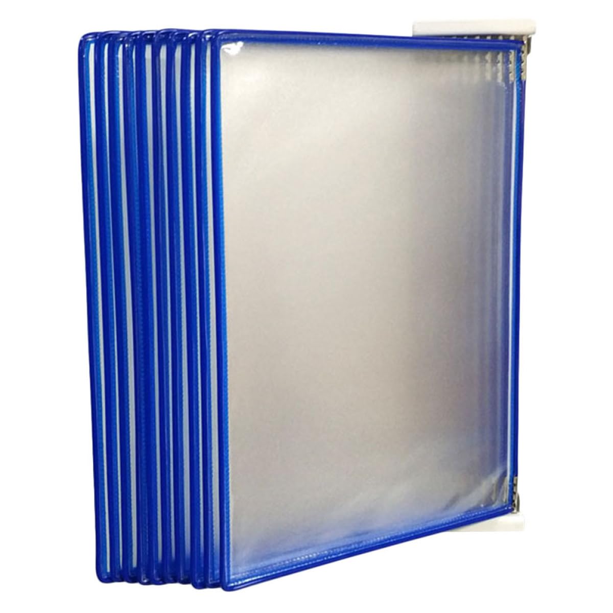 Wandhängender Aktenhalter Blau aus Pvc und Metall 10-seitiger Organizer zum Aufhängen für Akten und Bücher im Büro und Zuhause