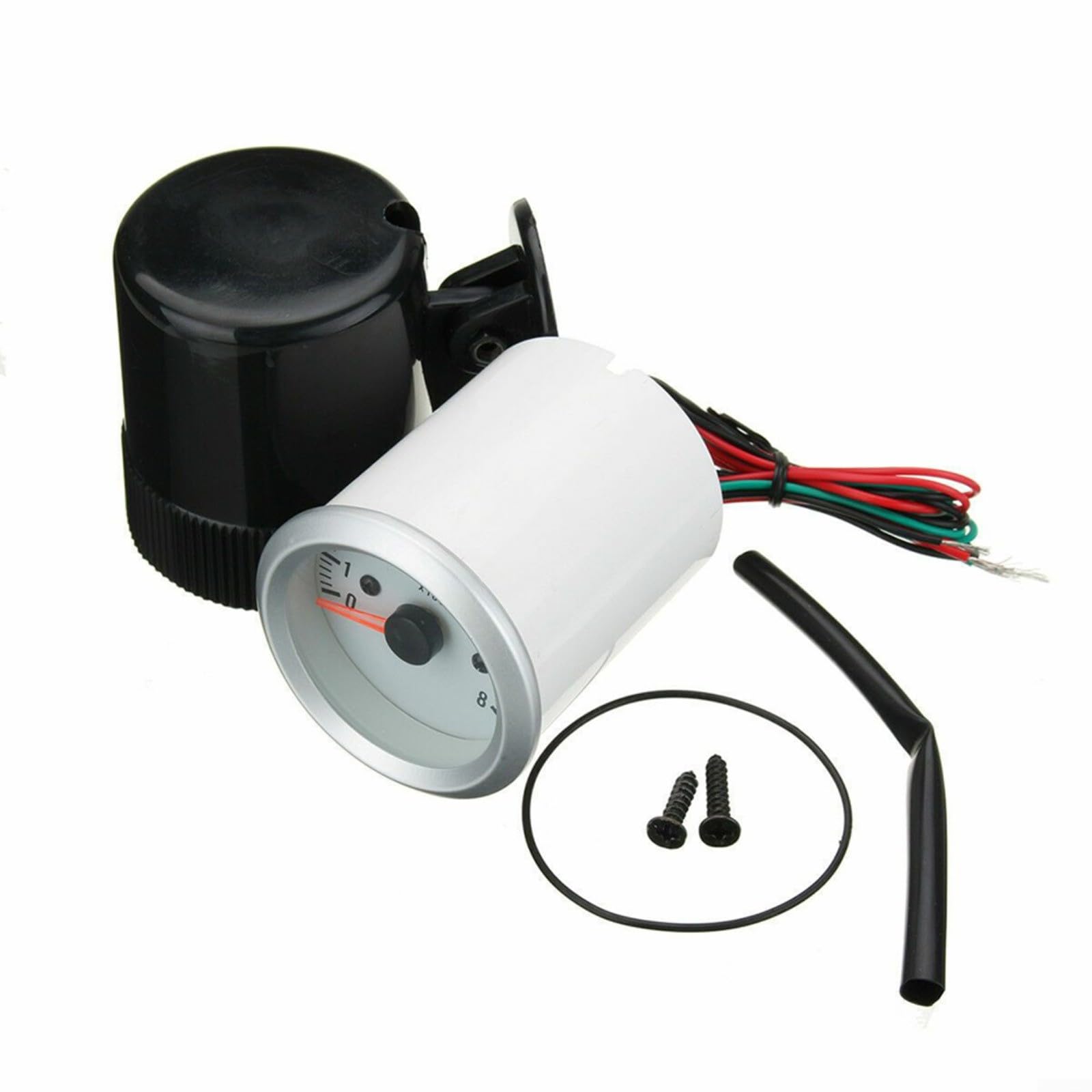Compte-tours de 5,1 cm 52 mm avec face blanche et LED bleue 0-8000 tr/min pour moteur à essence 4 6 8 cylindres 12 V Compteur de tours performance automobile Installation facile Compteur