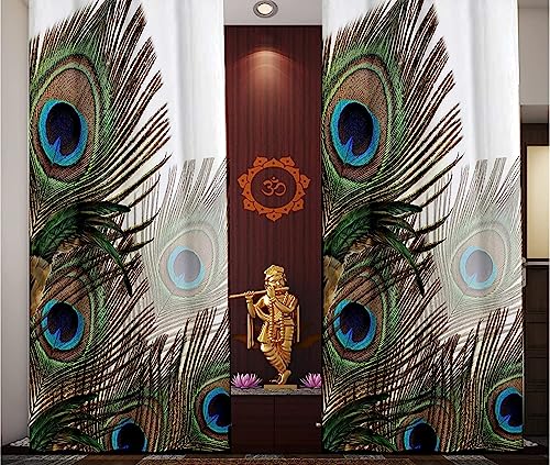 Image of Beautiful Radha Krishan Parde for Mandir, Home, Temple, Pooja Room Curtains 7 feet Long Set of 2 Pc