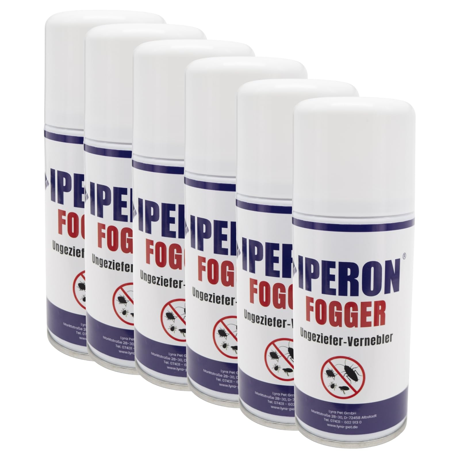 Iperon® 6 x 150 ml Fogger Ungeziefer-Vernebler - Abwehr von Schädlingen | Sofortwirkung gegen Ungeziefer - Mit Chrysanthemum cinerariaefolium Extrakt, Geraniol & Zitroneneukalyptusöl