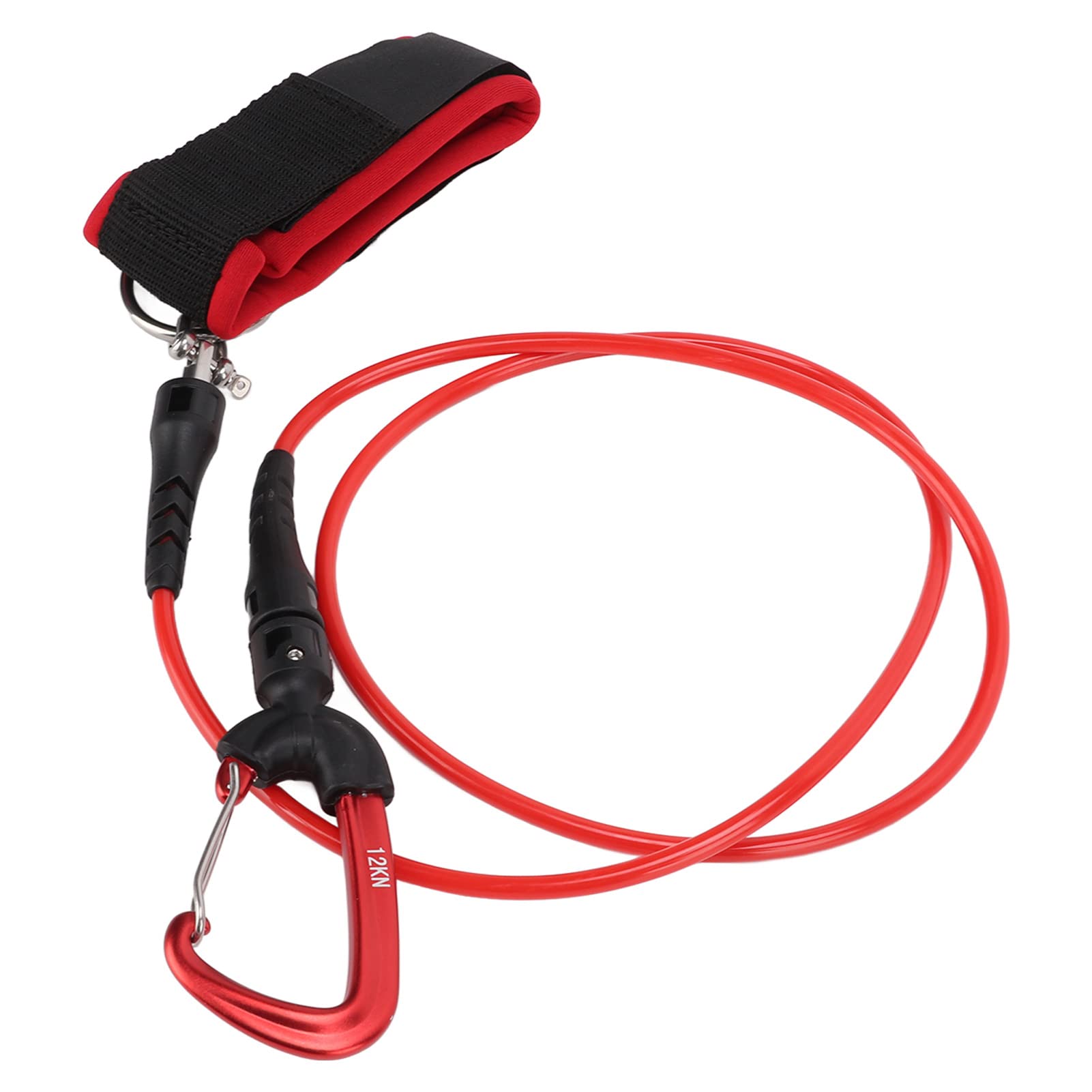 plplaaoo Freediving Cordino di sicurezza per immersioni subacquee con moschettone per sport subacquei, allenamento freediving e competizioni in acque profonde, in acciaio inox, 142 g