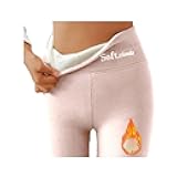 DOPRISIC Soft Clouds Fleece Leggings for Women Casual Warm Winter Solid Pants Thermal Tights High Waist Yoga Pants