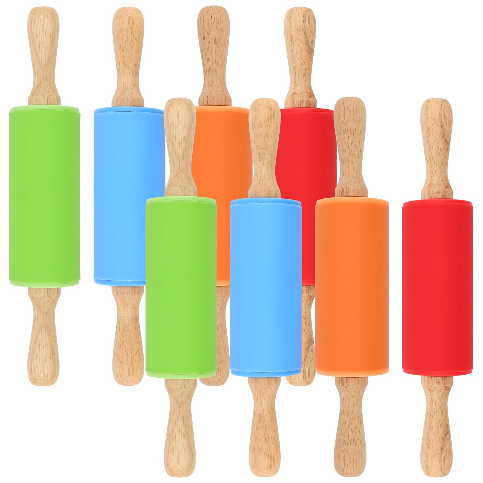 8 mini mattarelli in silicone antiaderente, 23 x 4 cm, mattarello in 4 colori per realizzare gnocchi, pasta, pane, pasticceria