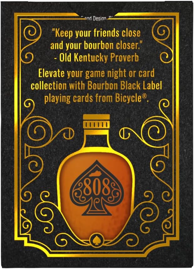 Bicycle Bourbon Black Label Playing Cards – Poker‑Size, Made in USA | Bourbon themed design, Custom foil tuck like a bourbon bottle, Air Cushion Finish, Made in USA with FSC paper