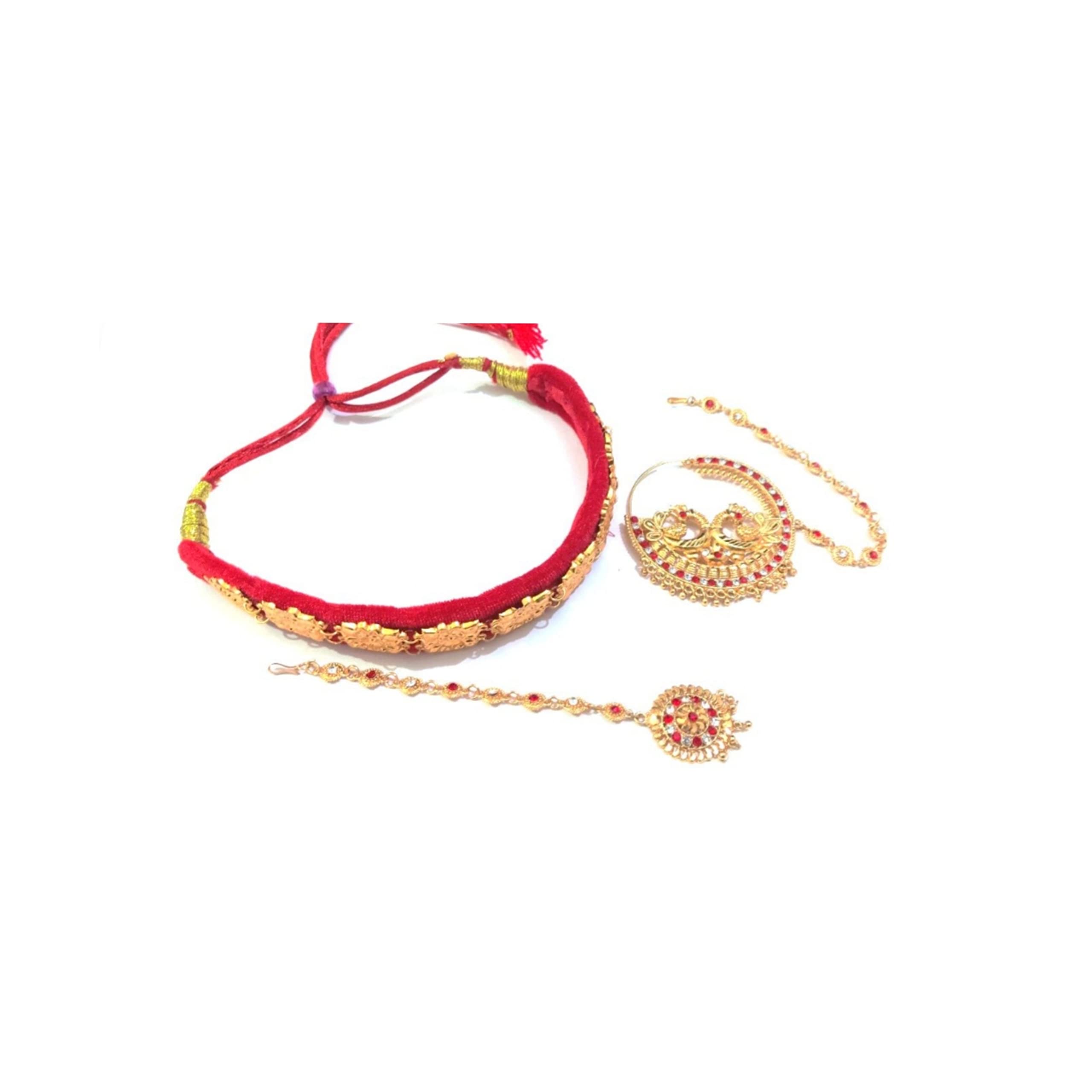Zeeba women traditional garhwali/gadwali Guloband,mangtika & Nath Combo set for wedding (B08X4R583S) Amazon Price History, Amazon Price Tracker