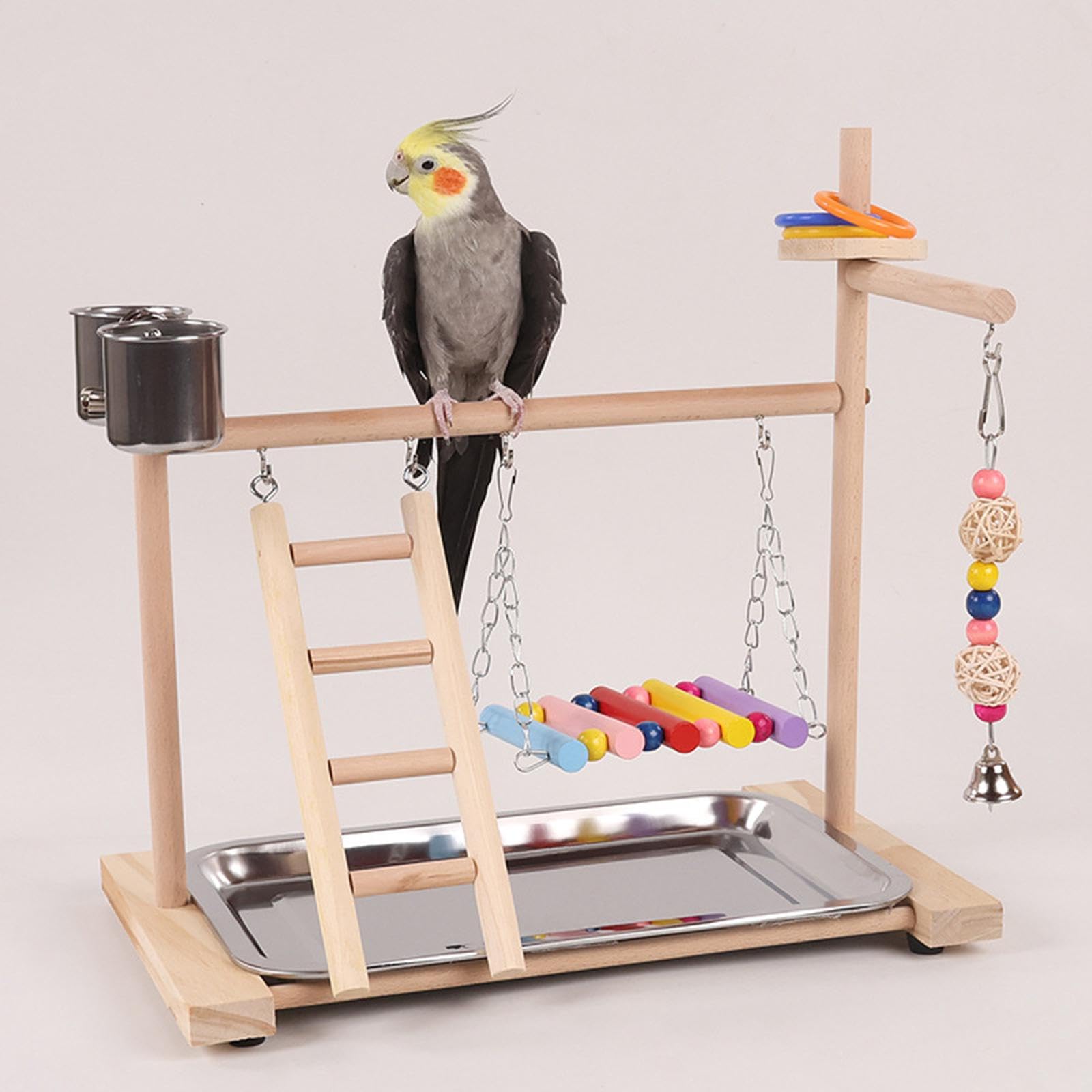 Parco Giochi per pappagalli, Supporto per pappagalli, Facile da Montare, Supporto in Legno per parrocchetti, per Uccelli, per parrocchetti, Piccoli