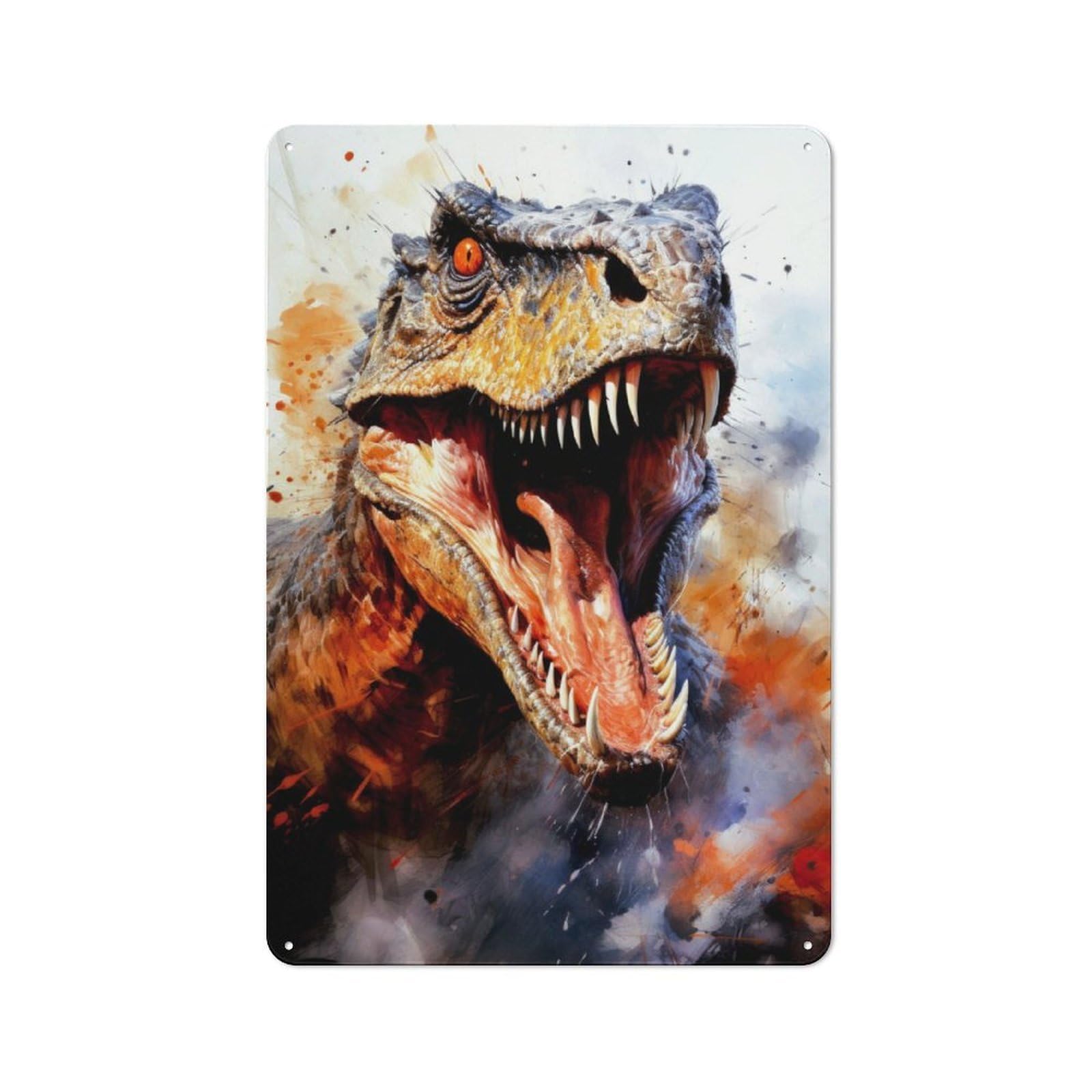 Junmoney Utahraptor Dinosaur Tin Sign 30X20cm With For Bar Or Restaurant, Retro Decor, For Garage, Workshop And Man Cave Decoration