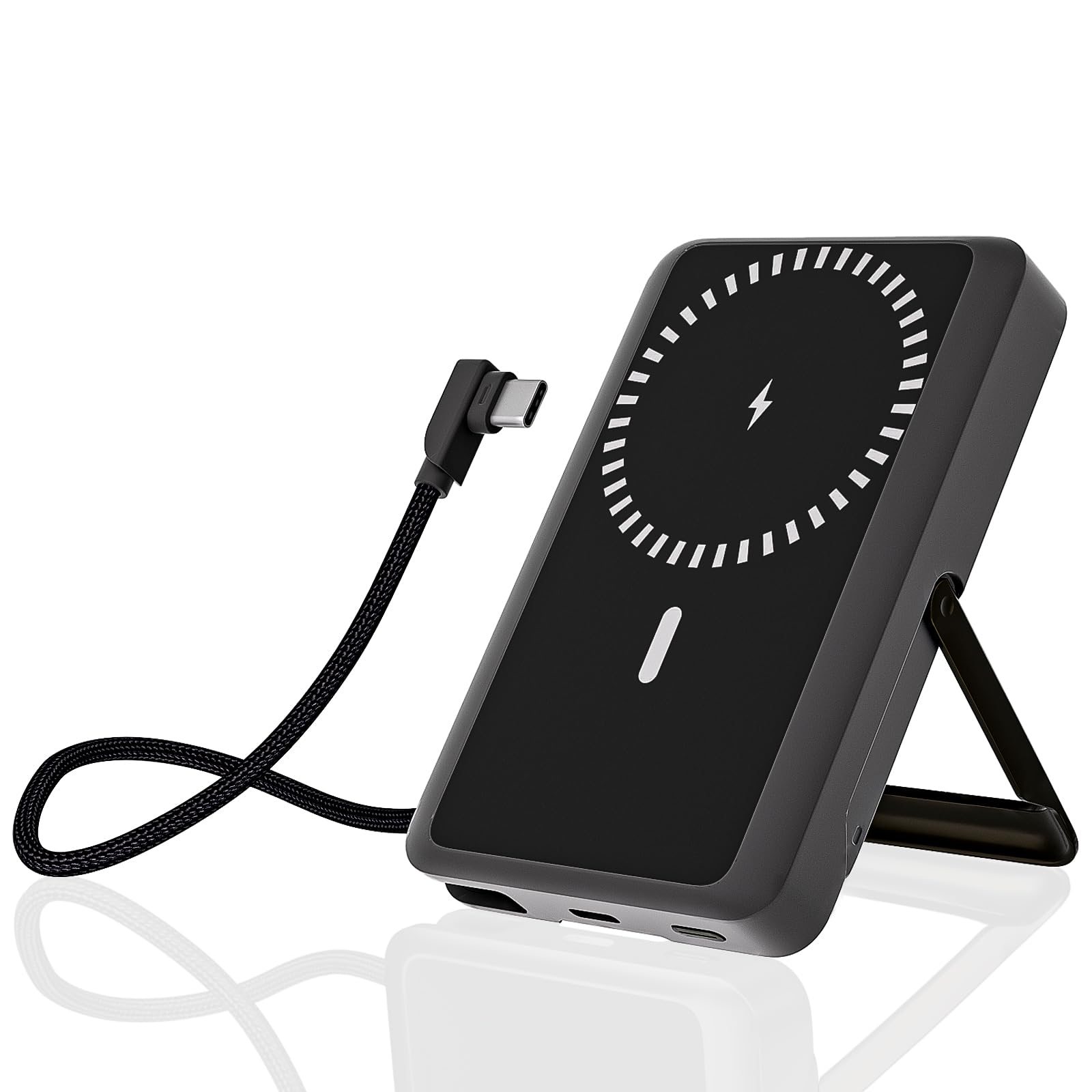 10000mAh Magnetic Wireless Power Bank Fast Charging , Mag-Safe Protable Charger Bulit in USB C Cable and Stand 22.5W PD USB C Fast Charger,Magnetic Battery Pack for iPhone 17 Pro/17 Air/16/15/14/13/12