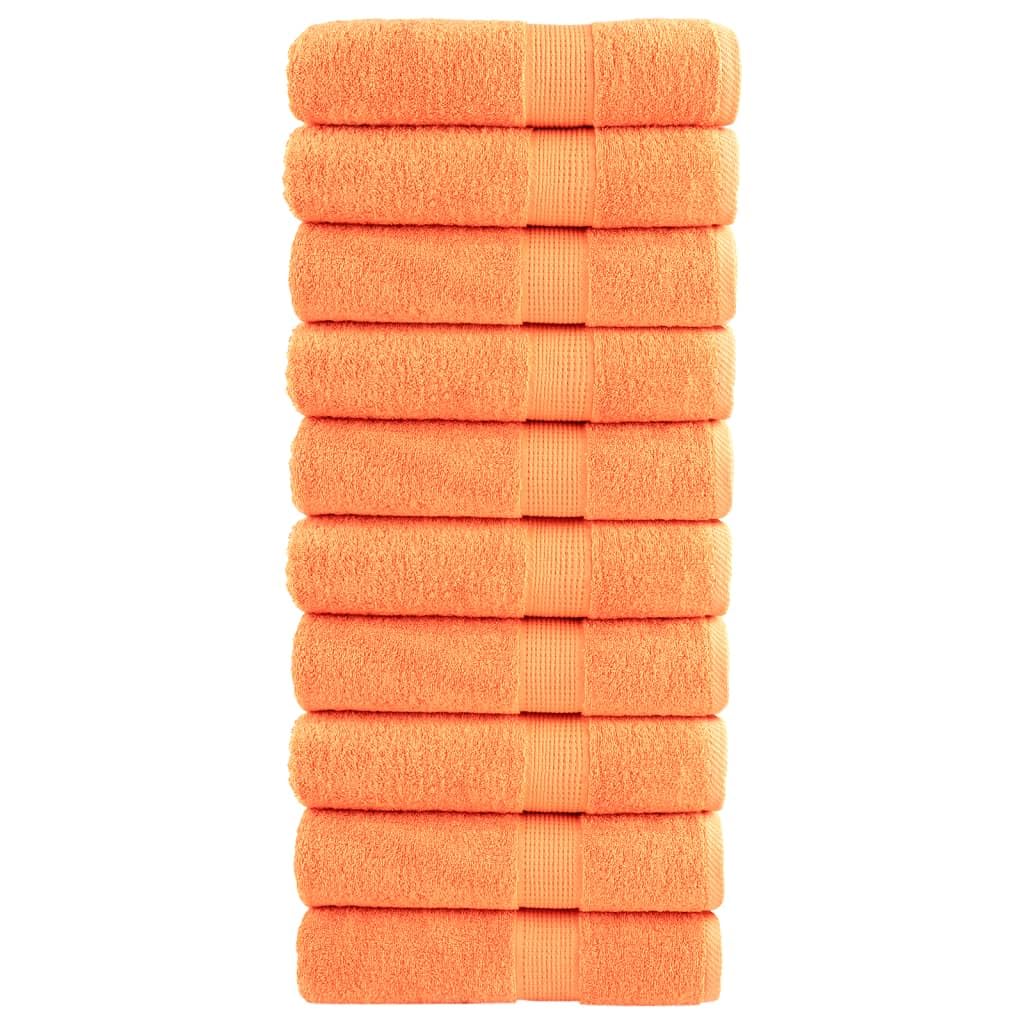 SOLUND - Juego de 10 toallas de ducha (70 x 140 cm, 600 g/m², absorbentes, con colgador, para uso doméstico y comercial), color naranja