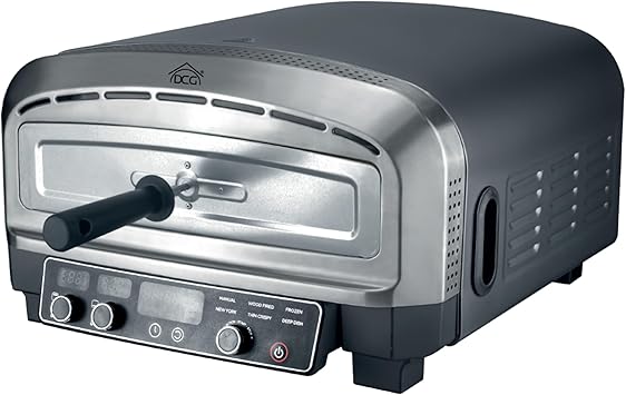 Forno Pizza XXL Professionale, Cuoce in 2 minuti, scalda fino a 400 , Piano cottura in pietra refrattaria da 37x37 cm rimovibile, 2200W 20LT Con pala in alluminio