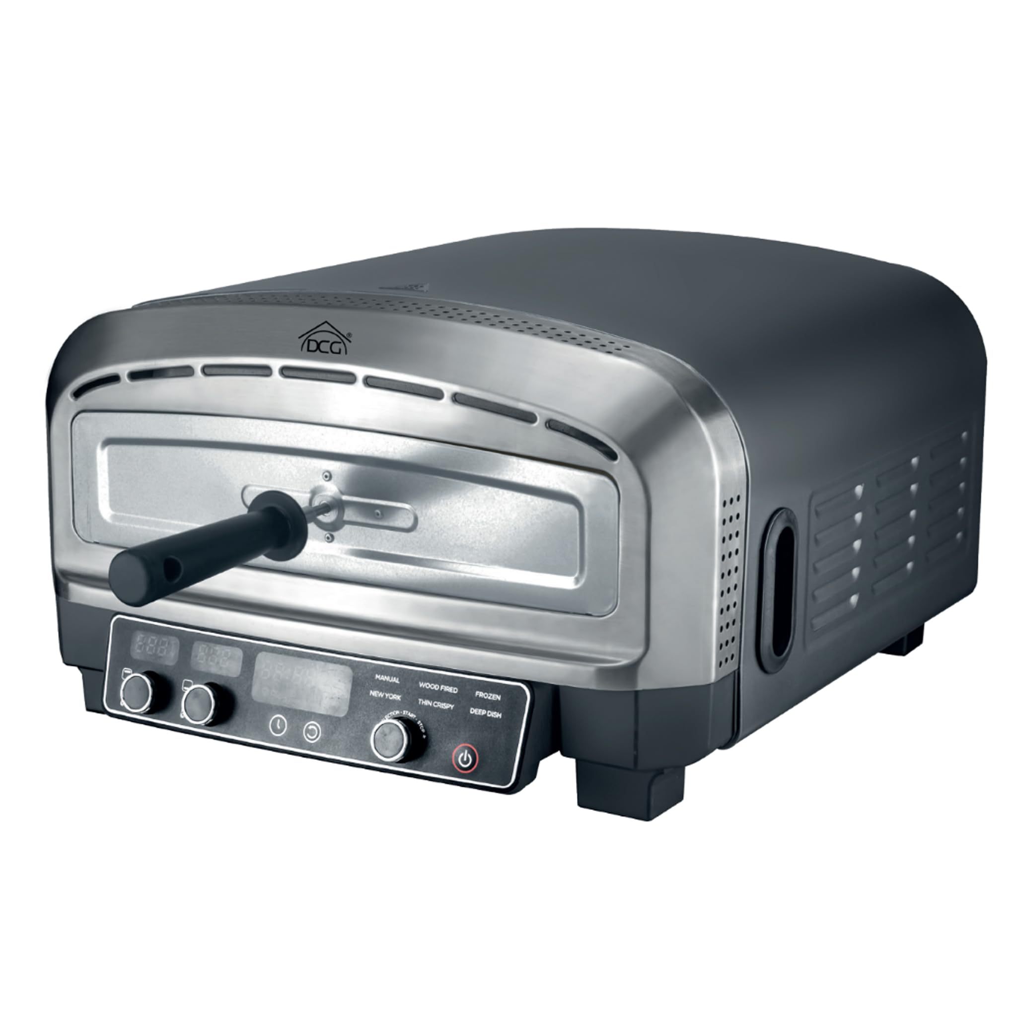 Forno Pizza XXL Professionale, Cuoce in 2 minuti, scalda fino a 400°, Piano cottura in pietra refrattaria da 37x37 cm rimovibile, 2200W 20LT Con pala in alluminio