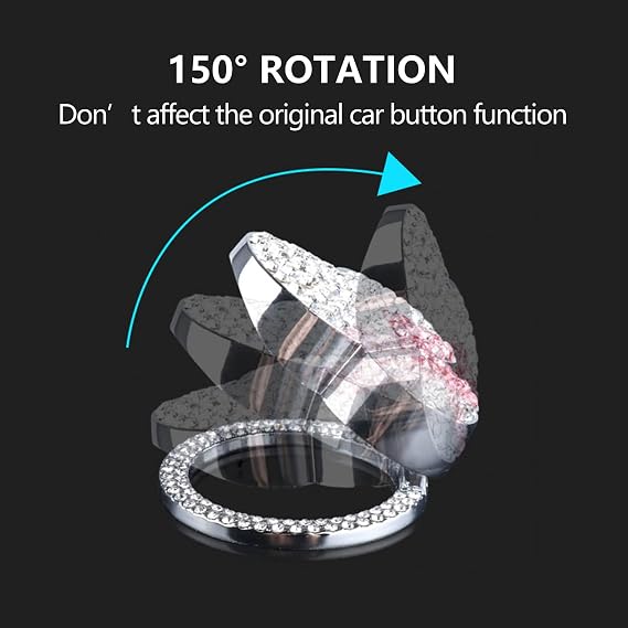 Pangpai Cute Push to Start Button Cover Accessories, Bling Crystal Engine Start Stop Button Cover, Black Car Decoration Interior Sticker for Women, Girls
