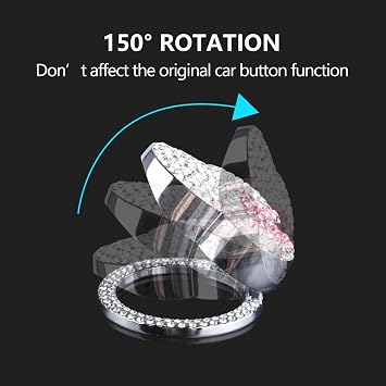 Pangpai Cute Push to Start Button Cover Accessories, Bling Crystal Engine Start Stop Button Cover, Black Car Decoration Interior Sticker for Women, Girls