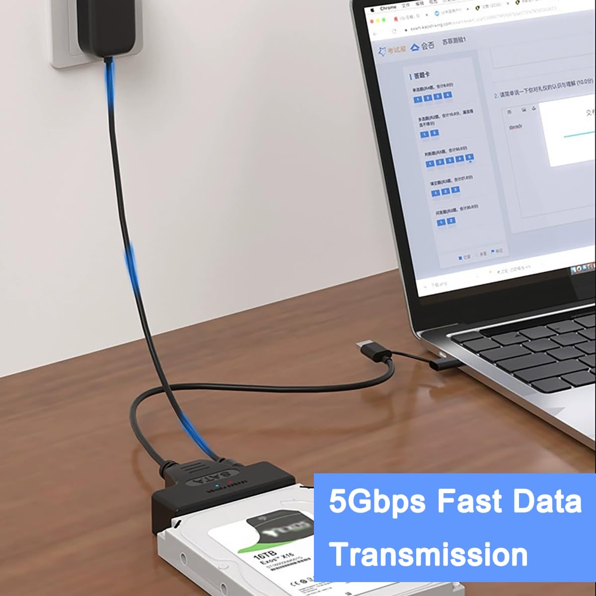 Unnderwiss kabel Sata usb adapter do dysków twardych Sata na usb Kompatybilny z zewnętrznymi i wewnętrznymi dyskami twardymi SSD/HDD 6,35 / 8,89 cm Adapter Kompatybilny z systemami operacyjnymi