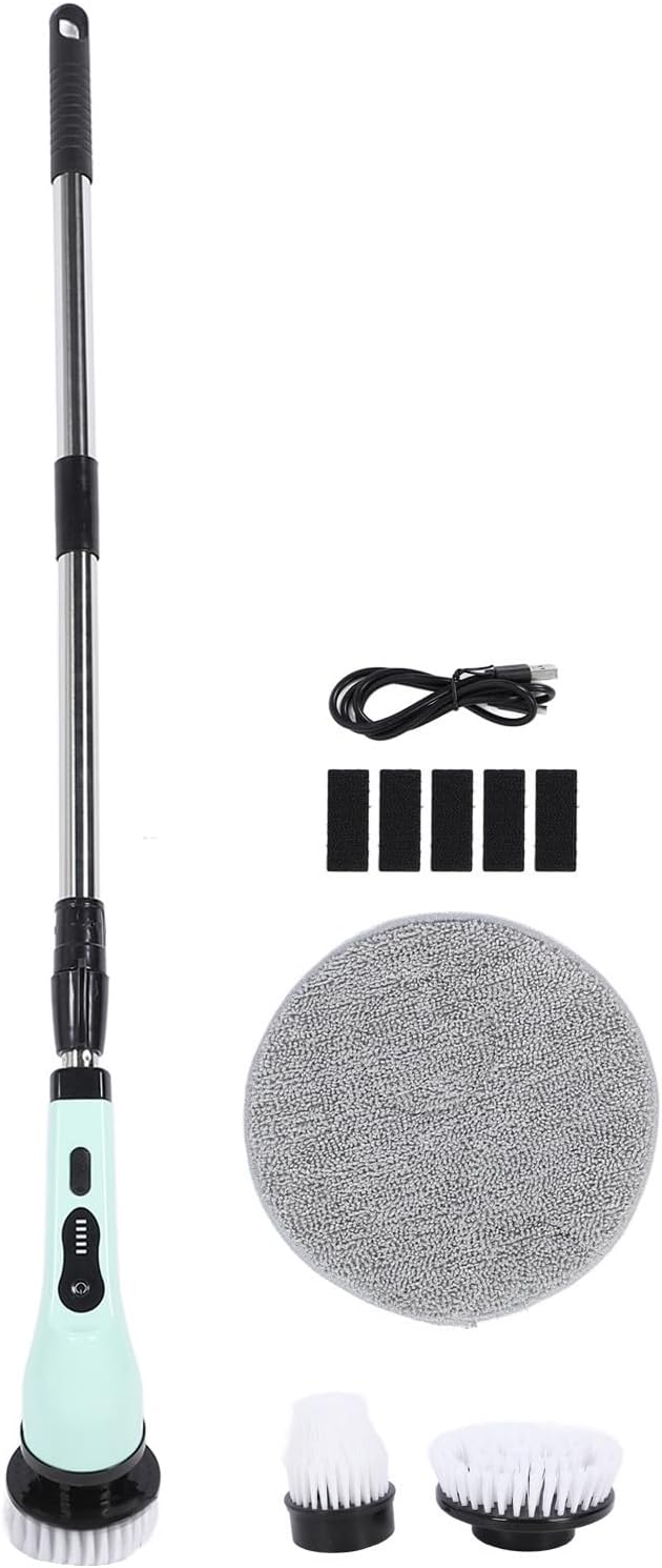 Electric Spin Scrubber Professional Powerful Cordless Cleaning Brush Adjustable Length for Bathtubs Solar Panels Washbasins Windows Tiles Sofas Made of Premium ABS Material 984g