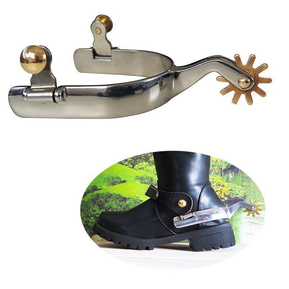 Stivali da Equitazione Speroni antiruggine Speroni da Cavallo Western in Acciaio Inossidabile con ingranaggio Girevole Attrezzatura Attrezzatura equestre