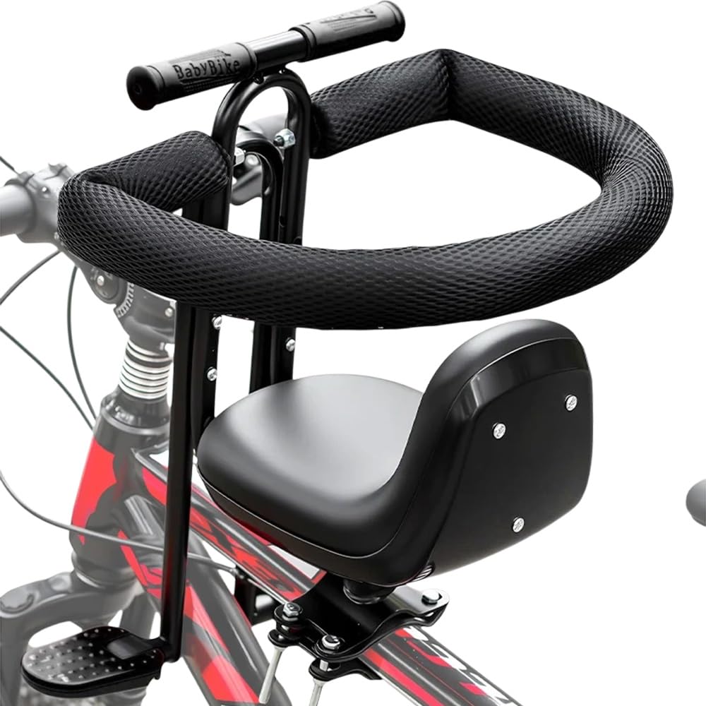 Fahrrad Kindersitz Vorne, Verstellbarer Mountainbike Kindersitz (39-49cm) Mit Sicherheitsgurt, Fußstützen, Rutschfesten Handgriffen, Kinderfahrradsitz Bis 50kg 1-5 Jahre Für Mountainbike or Rennrad