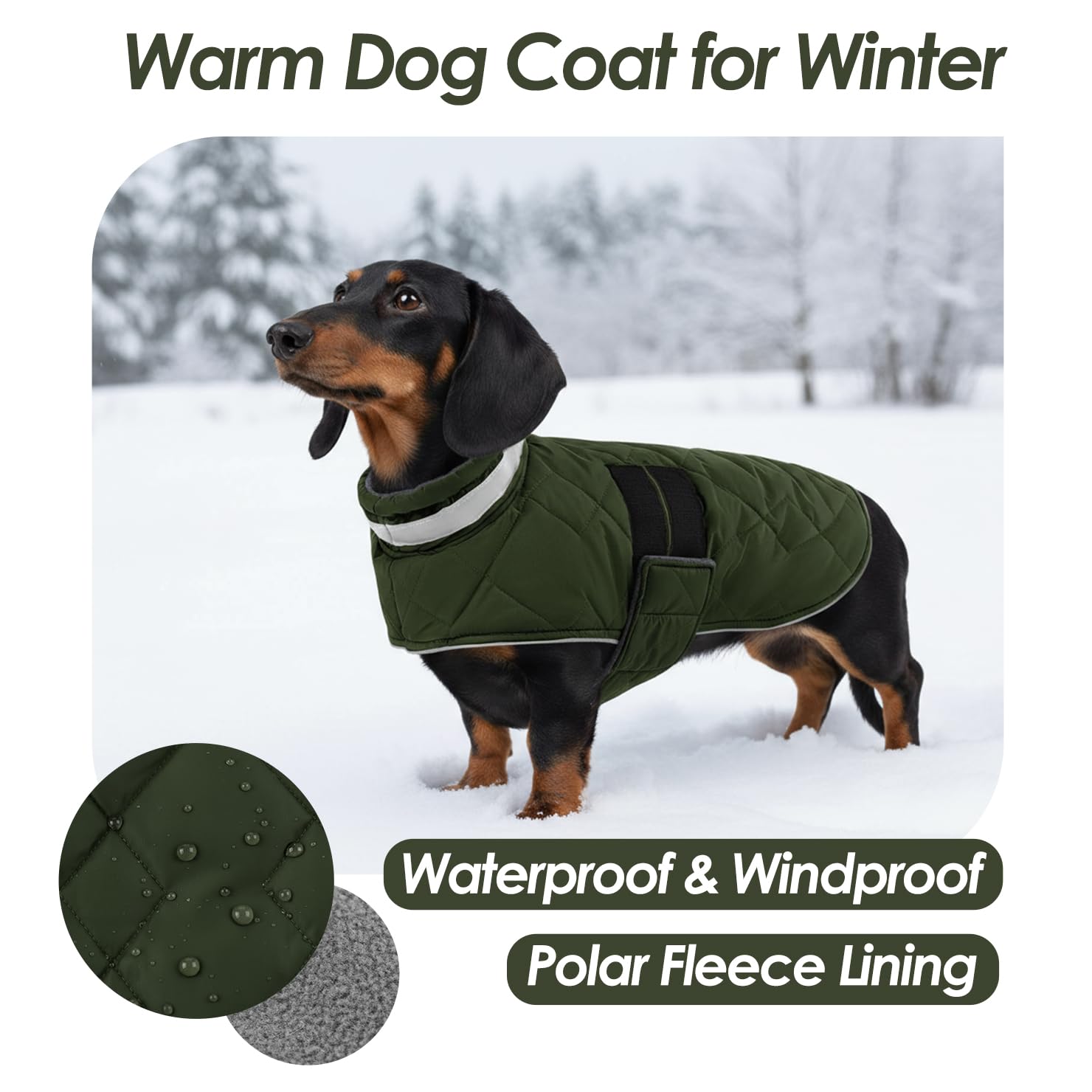 ASENKU Cappotto Impermeabile per Cane Invernale, L Cappottino per Cani di Taglia Media, Giacca Invernale Foderata in Lana Riflettente, Cappotti e giubbotti per Cani Chiusura Regolabile