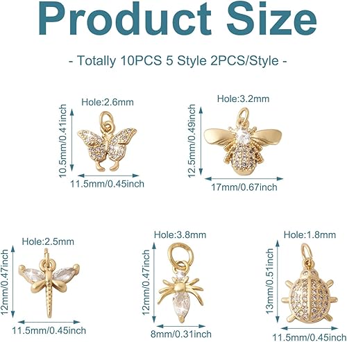 Miniatura 3 de Craftdady Dijes dorados de circonita cúbica de latón, flor de mariposa, corazón, cisne, estrella, sol, piedra de circonita cúbica, cristales