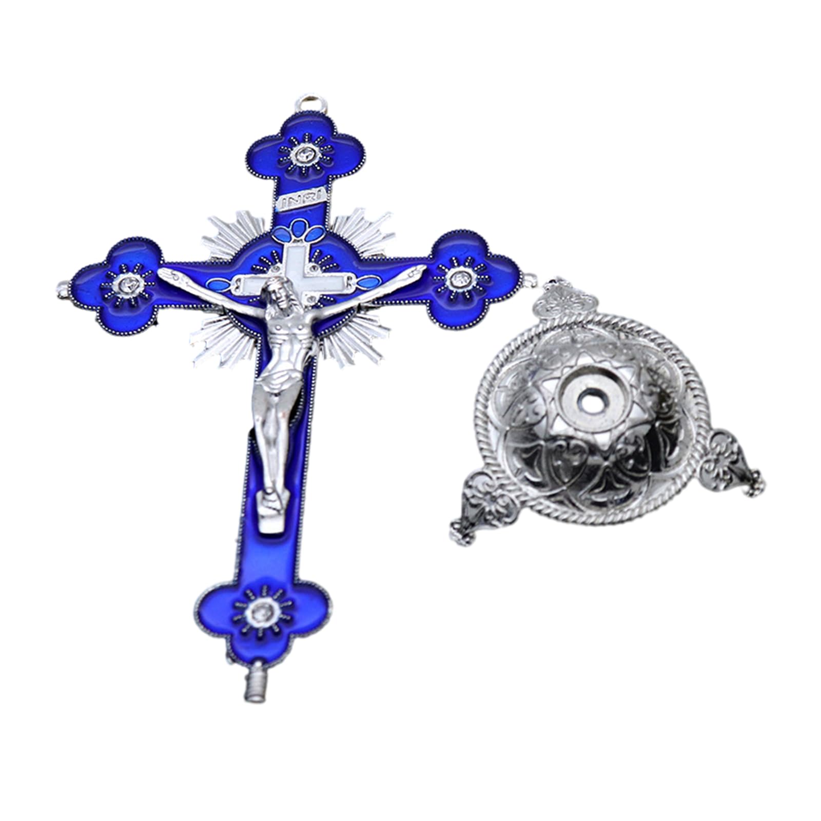Buxuaaaa Alloy Catholic Art Statue Metal Cross Ornaments Desktop Decoration Metal Cross Figurine Crucifix Statue