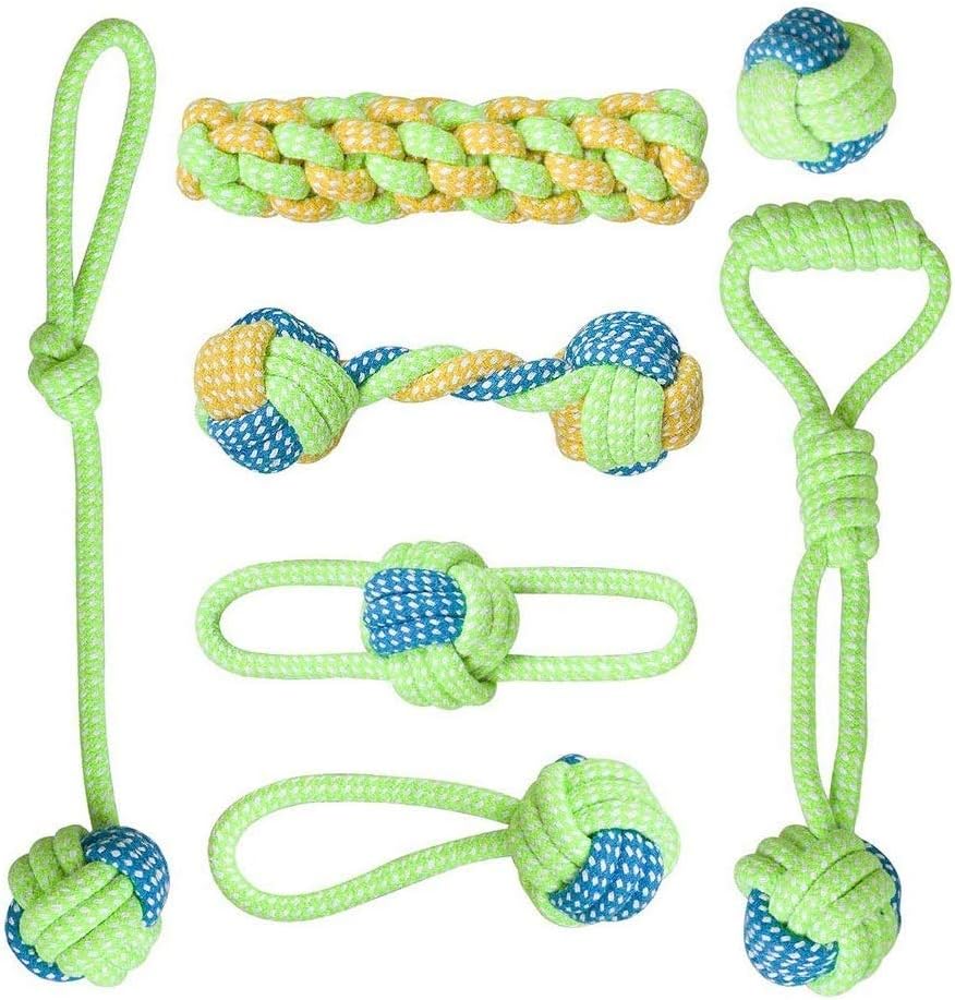 7Pcs Dog Rope Toys for Aggressive Chewers - Washable Indestructible Cotton Dog Chew Toys for Puppy Small to Medium and Large Dogs - Chew Toys Set for Dog Tug of War & Teeth Cleaning