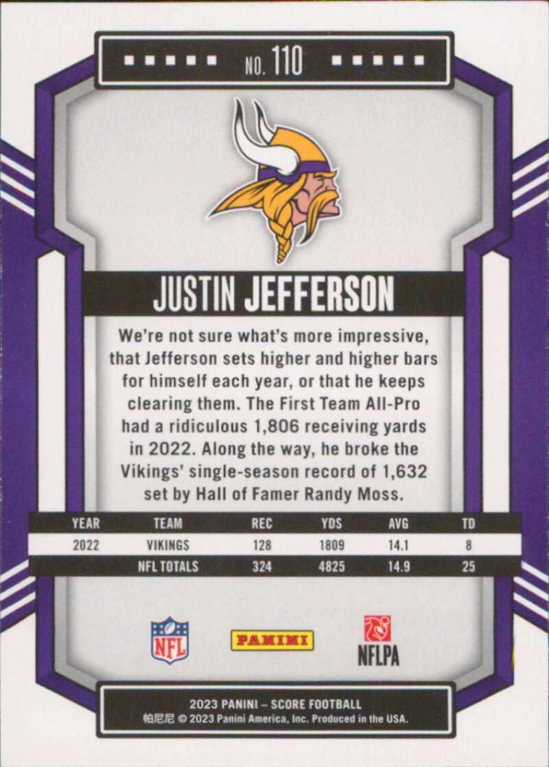 ジャラランガ トレーディングカード 紫 Amazon.com: 2023 Score #110 Justin Jefferson Minnesota Vikings NFL