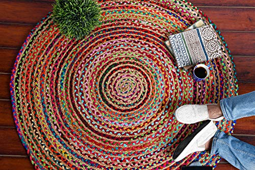 IMPEXART PVT LTD Alfombra Chindi Alfombra Redonda De Yute Mano Natural