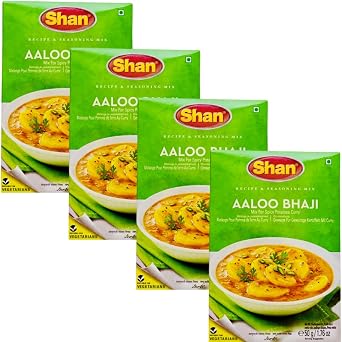 Masala & Powder Bundle with Shan Aaloo Bhaji Masala Recipe & Seasoning Mix 50g - 4 Pack | Mix For Spicy Potatoes Curry, Suitable For Vegetarians.