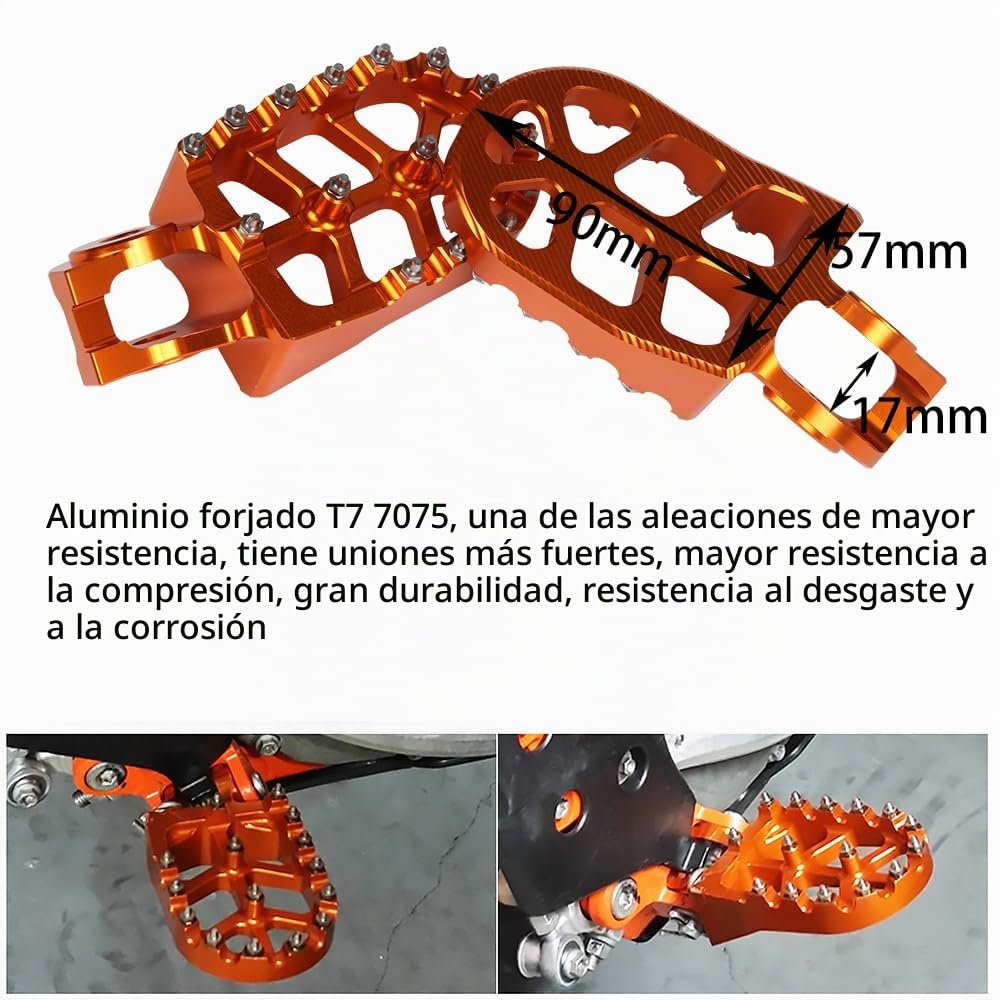 Motocicleta Dirt Bike Estribo Pedales Reposapiés Para KTM SX SXF EXC EXCF XCW XCFW SMC 65 85 125 150 200 250 350 450 530 Para Husqvarna (black)