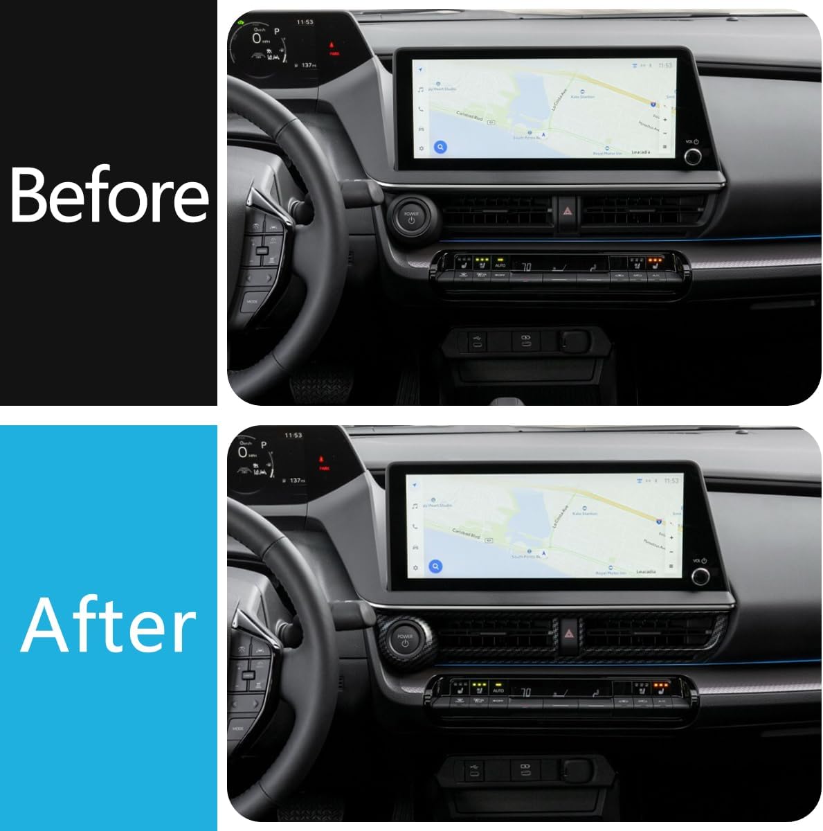 Car Accessories Fit for Toyota New Prius 2023 2024 2025 2026 Dashboard Middle Console Air Vent Cover Trim (Carbon Fiber Style) 1PCS ABS