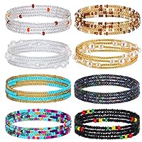 Honsny 31-50Inch Waist Beads for Women, Belly Beads Elastic Chain African Waist Beads Plus Size Colorful Summer Beaded Body Chain Waist Jewelry, glass