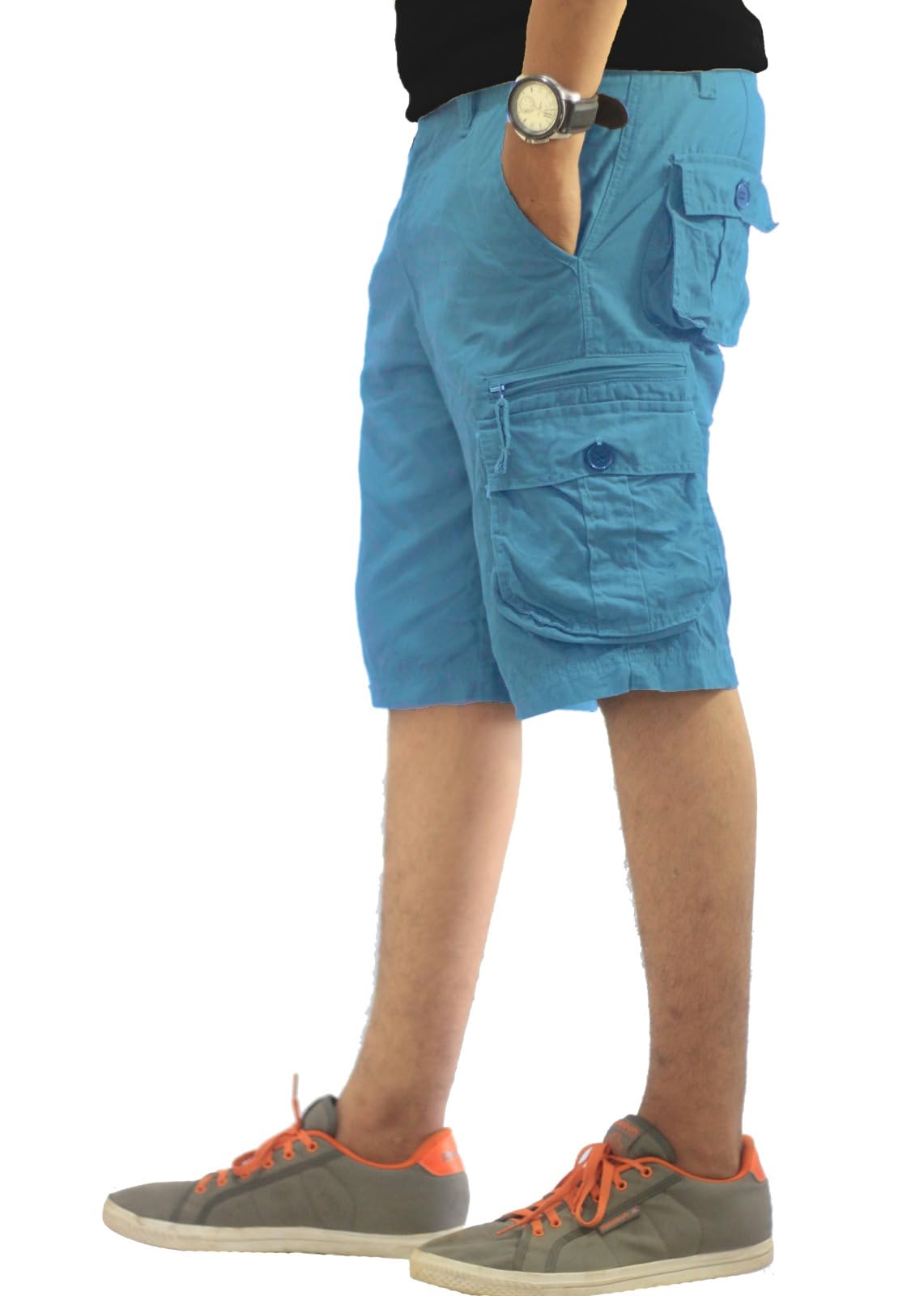 Men's Royal Blue Zipper Cargo Shorts