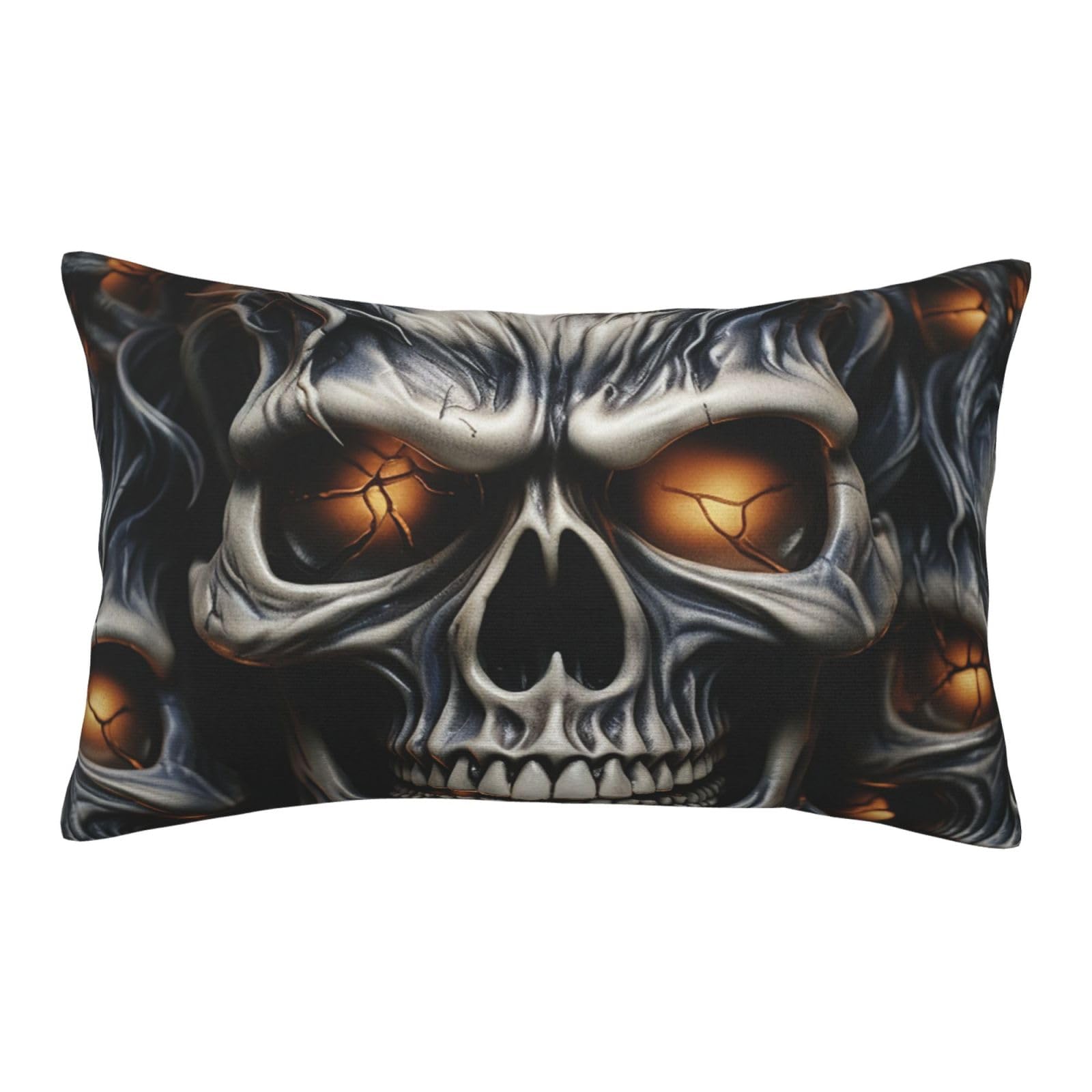 Velvet Pillowcases 16"x24" Ultra Soft Breathable Pillow Cases, Luxury Fuzzy Throw Pillow Covers with Zipper, Cool Evil Skull Pillow Shams All Seasons Decorative Cushion Cases for Couch