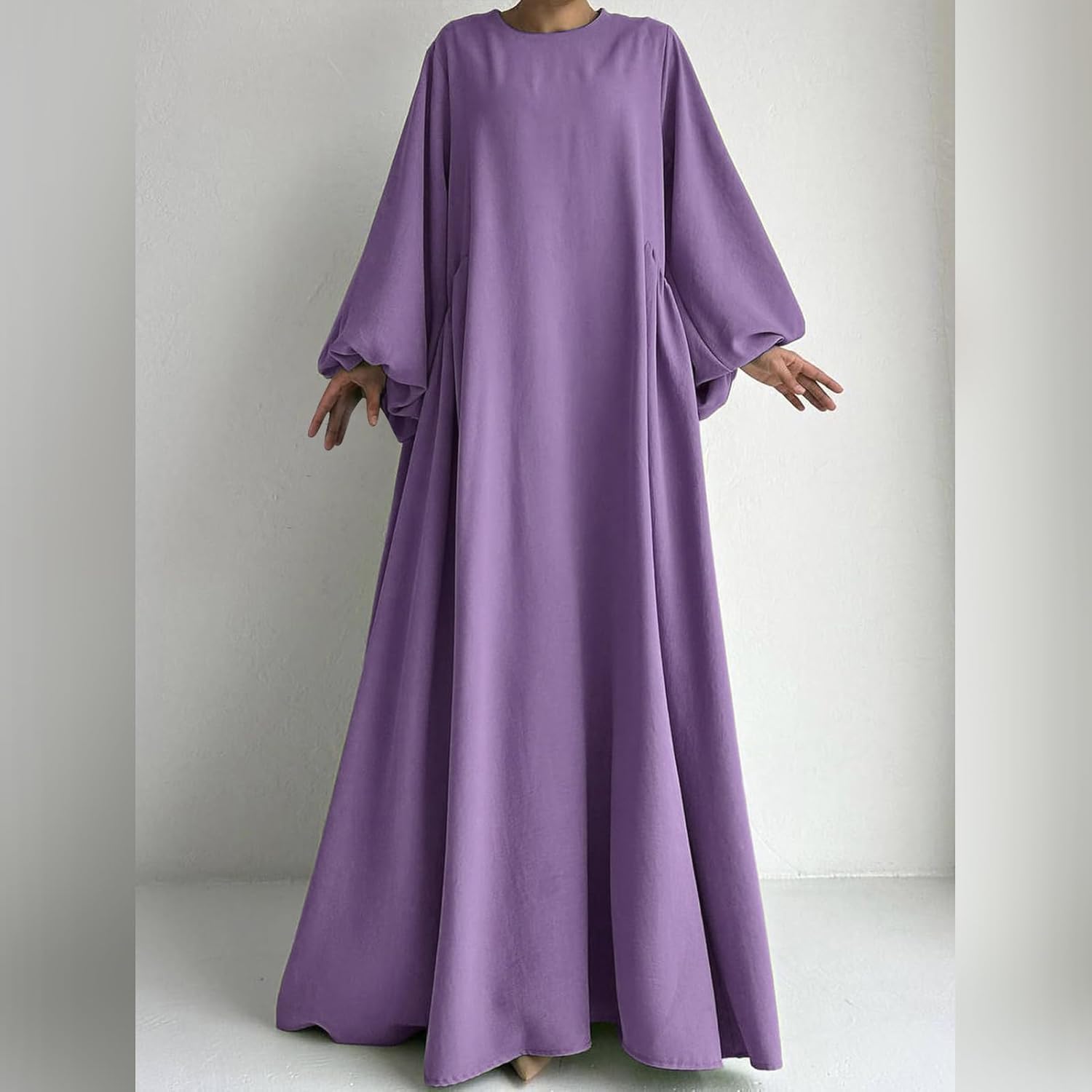 Frauen muslimische Kleider Abaya muslimische Mode Elegante lässige Lange Gebets Kleidung einfarbig lose Laternen hülse voll bedeckte Robe
