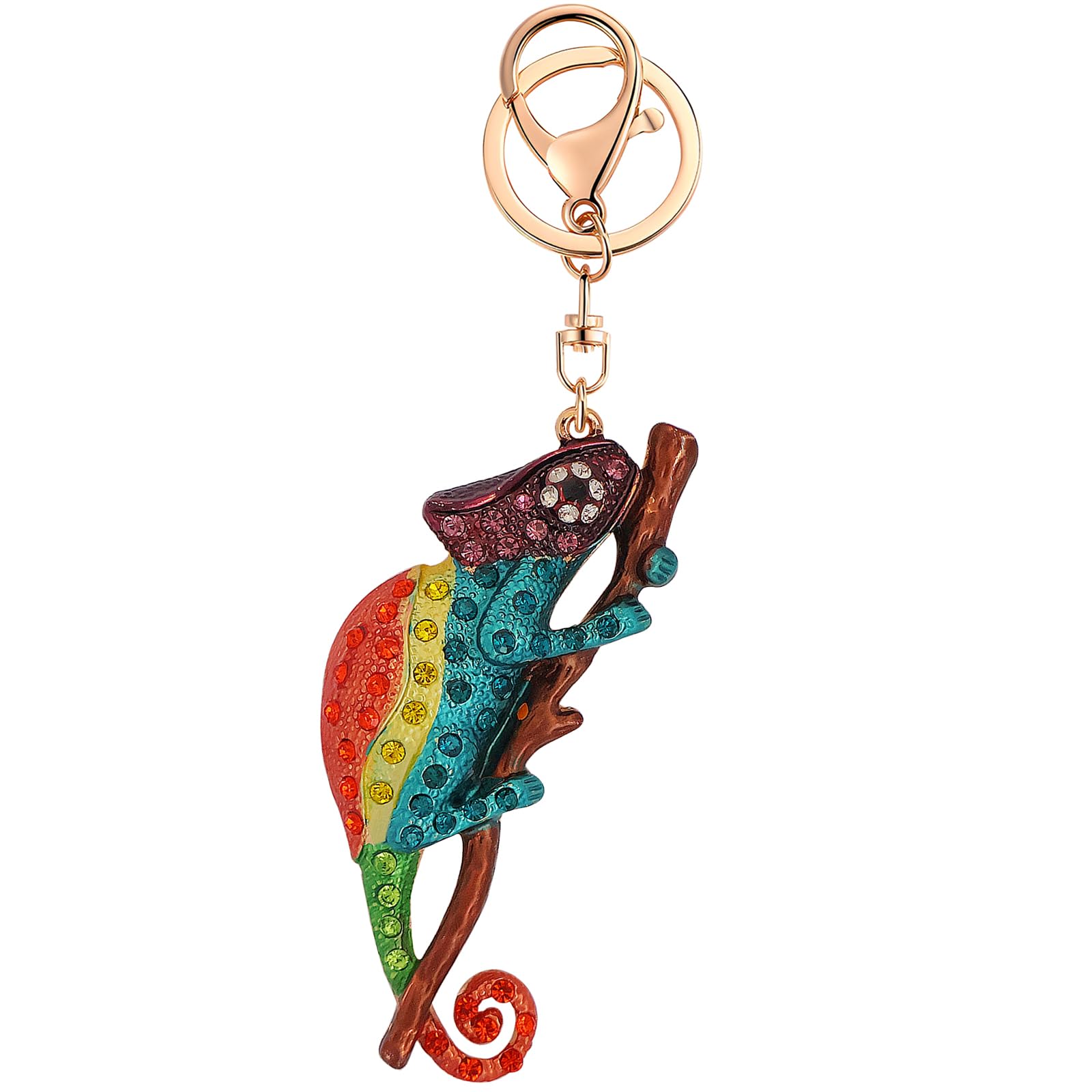 Ryie Women's Chameleon Purple Cute Keychain Key Chains For Car Kawaii Rhinestone Crystal Bling Pink Fob Key Ring For Bag Backpack Charm Accessories (Chameleon Purple)