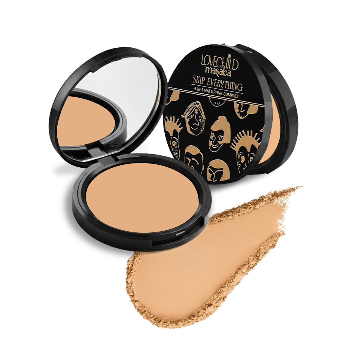 Lovechild Masaba 4-In-1 Mattifying Compact - Perfect All Skin Matte Coverage, Moisturizer, Primer & Skin Repair, With Macadamia Oil & Vitamin E, Gossip Girlfriend (Medium) - 9G-image-21