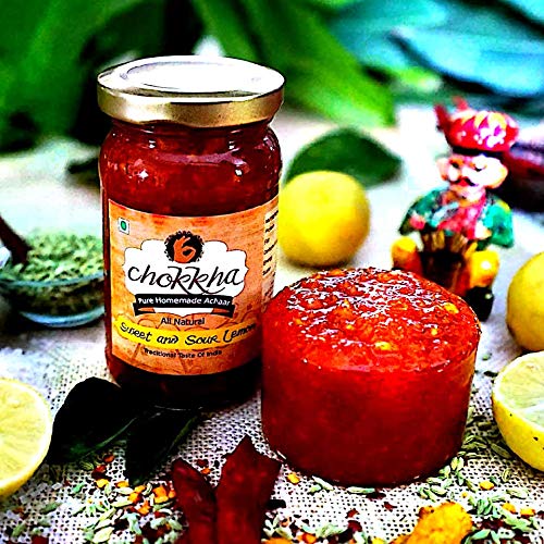 Chookha Traditional Homemeade Red Chilli & Sweet & Sour Lemon Pickle (Lal Mirch Meetha Nimbu) | No colour Added | Vegan | 100% Oil-Free | Combo of 2 | 200 Gm Each 3