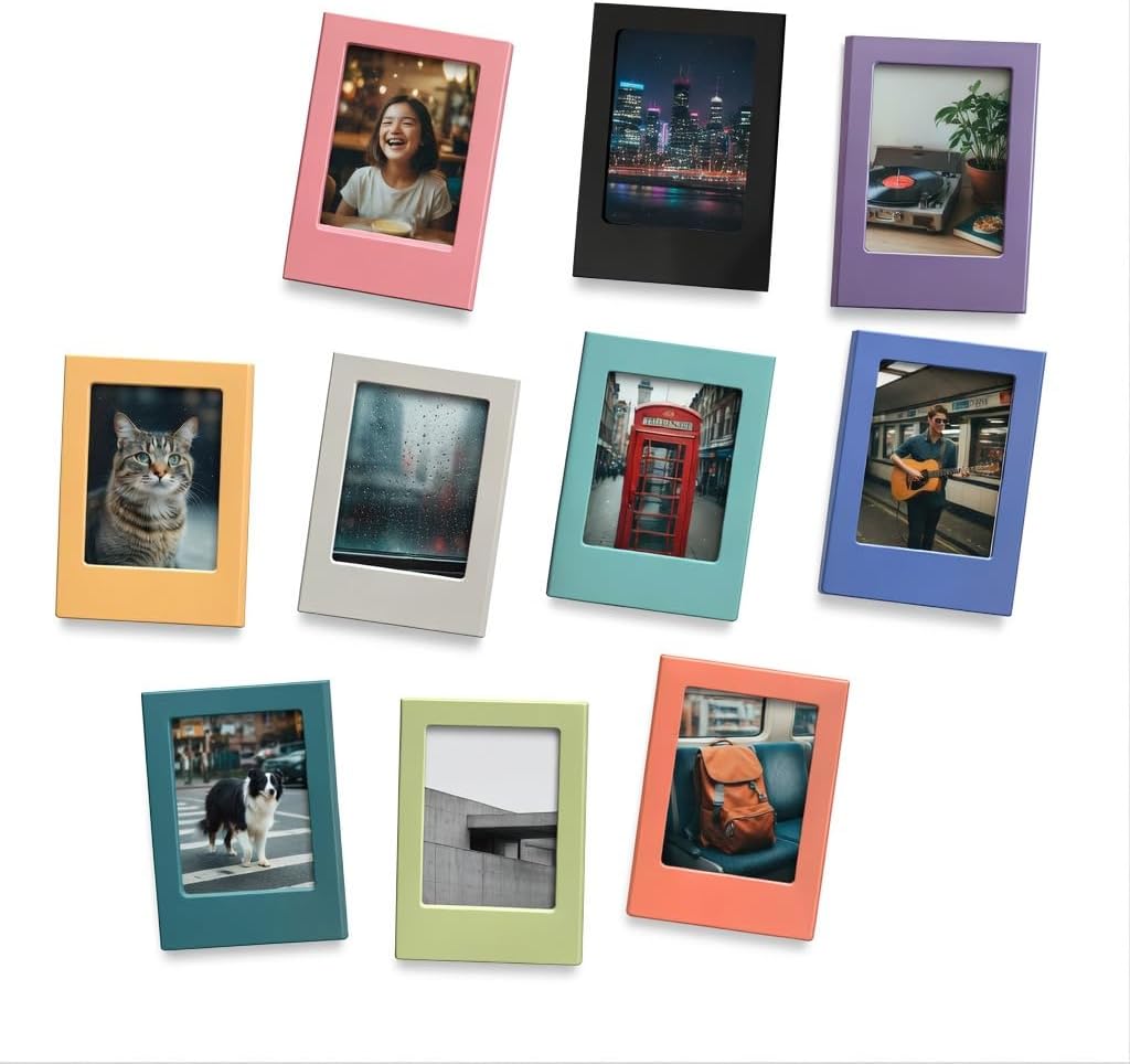 30 PCS Magnetic Photo Frame, 2.5x3.5 inch Refrigerator Magnets for Fujifilm Instax Mini, Wallet Size Picture Frames, 10 Colors